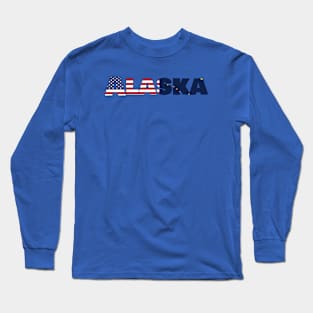 Alaska State Flag/ American Flag Logo Long Sleeve T-Shirt